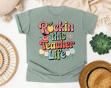 Rockin This Teacher Life Grey graphic tee in Bay