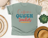 Caffeine Queen Teacher graphic tee in Bay
