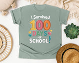 I Survived 100 Days Of School graphic tee in Bay