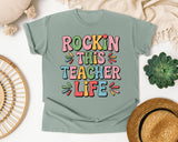 Rockin This Teacher Life Grey 2 graphic tee in Bay