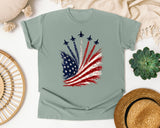 American Flag Firework Burst graphic tee in Bay