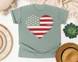 American Flag Heart Red 4 graphic tee in Bay