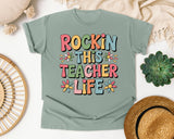 Rockin This Teacher Life Grey 2 3 graphic tee in Bay