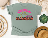 Queen Of The Classroom Retro graphic tee in Bay
