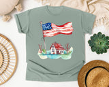 Flag Over Country House graphic tee in Bay