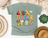 Teacher Supplies graphic tee in Bay