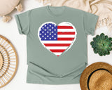 American Flag Heart White graphic tee in Bay