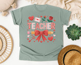 Teacher Hearts And Roses graphic tee in Bay