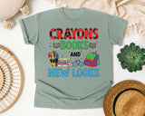 Crayons Books And New Looks graphic tee in Bay