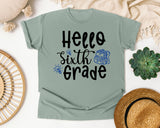 Hello Sixth Grade Backpack graphic tee in Bay