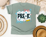 Pre-K Notebook Bow graphic tee in Bay