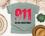 We Will Never Forget White 2 graphic tee in Bay