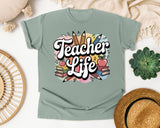 Teacher Life Pencils graphic tee in Bay