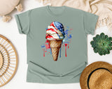 Patriotic Ice Cream Cone Grey graphic tee in Bay