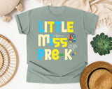 Little Miss Pre-K Bright graphic tee in Bay