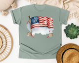 Waving American Flag Grey graphic tee in Bay