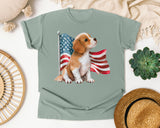 Puppy With American Flag graphic tee in Bay
