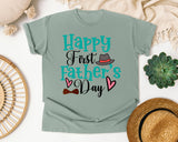 Happy First Father's Day Teal graphic tee in Bay