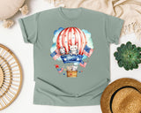 Bunnies In Hot Air Balloon graphic tee in Bay