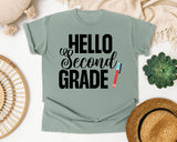 Hello Second Grade Pen graphic tee in Bay