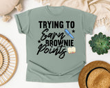 Trying To Earn Brownie Points graphic tee in Bay