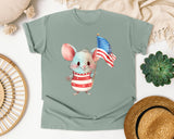 Mouse Holding American Flag graphic tee in Bay