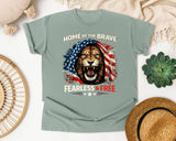 Home Of The Brave Fearless And Free graphic tee in Bay