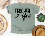 Teacher Life Pen graphic tee in Bay