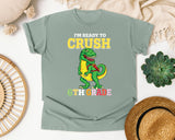 Im Ready To Crush 6th Grade Dino graphic tee in Bay