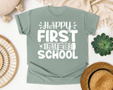 Happy First Day Of School White 2 graphic tee in Bay