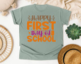 Happy First Day Of School White 2 3 graphic tee in Bay
