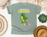 Im Ready To Crush 2nd Grade Dino graphic tee in Bay