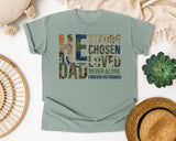 He Is Dad Strong Chosen Loved Never Alone Forever Victorious graphic tee in Bay