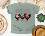 Patriotic Roosters Fireworks graphic tee in Bay