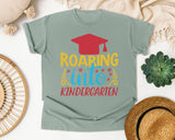 Roaring Into Kindergarten White 2 3 graphic tee in Bay