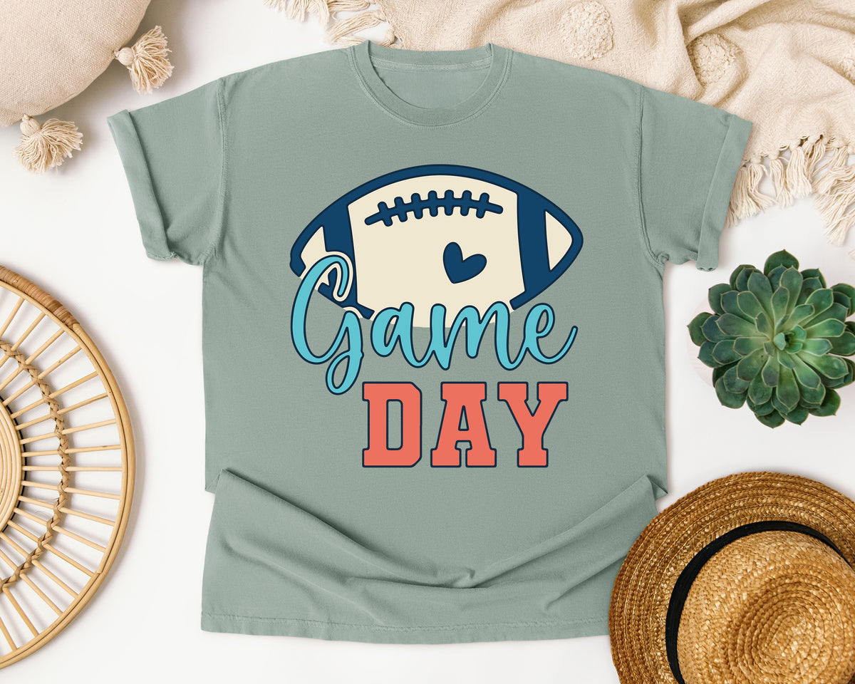 Game Day Ball Heart graphic tee in Bay
