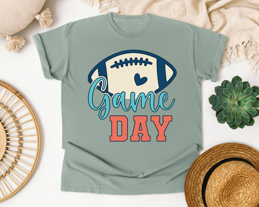 Game Day Ball Heart graphic tee in Bay