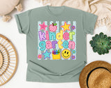 Kindergarten Crayons Smiley graphic tee in Bay