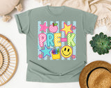 Pre-K Crayons Smiley graphic tee in Bay