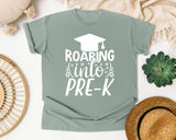 Roaring Into Pre-K White graphic tee in Bay