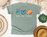 Peace Love Football graphic tee in Bay