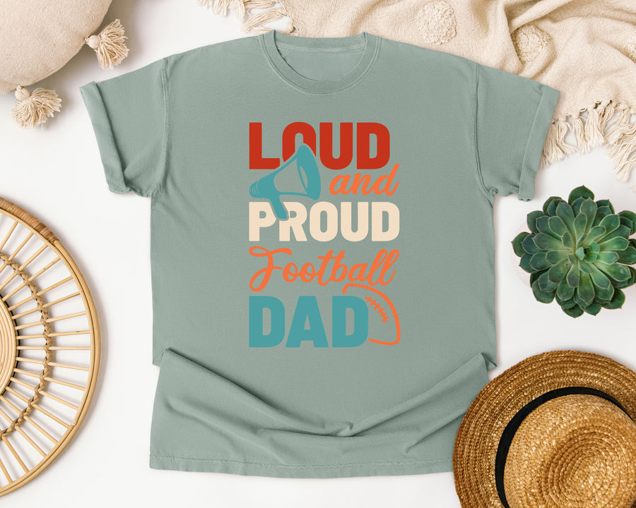 Loud And Proud Football Dad graphic tee in Bay