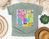 Third Grade Crayons Smiley graphic tee in Bay