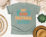 Eat Sleep Football Repeat Teal graphic tee in Bay