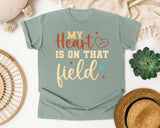 My Heart Is On That Field Gold graphic tee in Bay