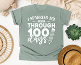 I Sparkled My Way Through 100 Days White 2 graphic tee in Bay