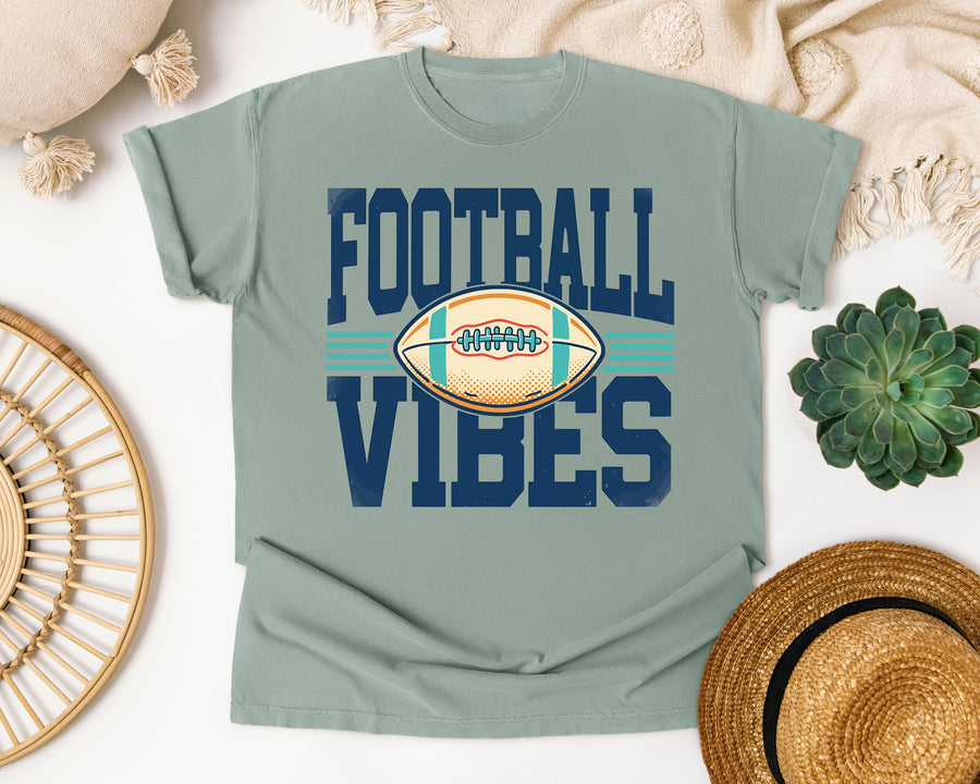 Football Vibes Navy Bold graphic tee in Bay