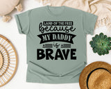 Land Of The Free Because My Daddy Is Brave White graphic tee in Bay