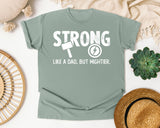 Strong Like A Dad But Mightier White graphic tee in Bay
