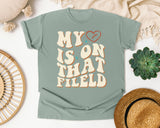 My Heart Is On That Field Groovy graphic tee in Bay